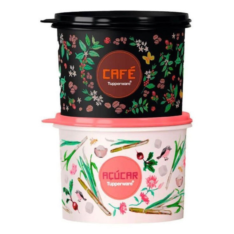 Tupperware Kit caixas Café e Açúcar Linha Floral | Shopee Brasil