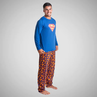 Pijama Longo Adulto Masculino Manga Comprida Estampa Super Herói Pai Conjunto Dormir Frio Poliéster Linha Noite Inverno Roupa Para Dormir 326
