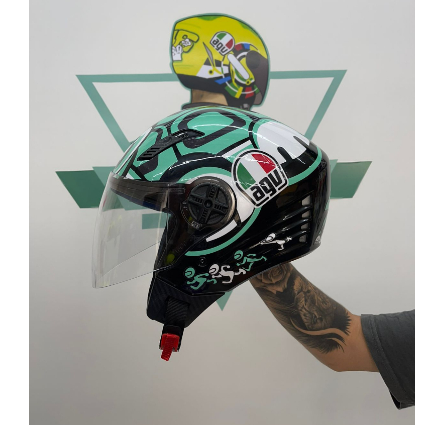 Capacete FW3 Aberto Personalizado Modelo Tartaruga Ciano | Shopee Brasil