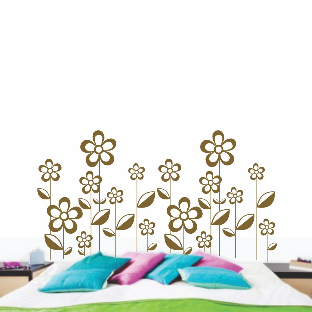 Adesivo De Parede Flores Dourada | Shopee Brasil