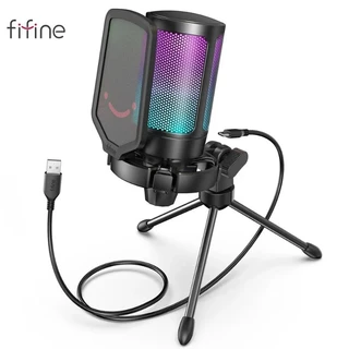Microfone Fifine AmpliGame A6V USB Gamer Rgb Com Filtro Tripe Original