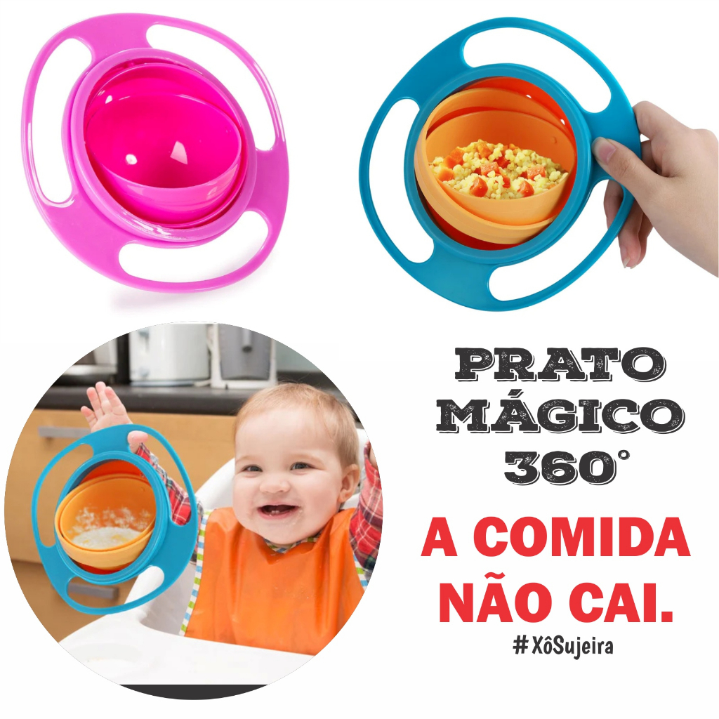 Confira Potinho Pote Prato Mágico Giratório 360° Infantil Gyro