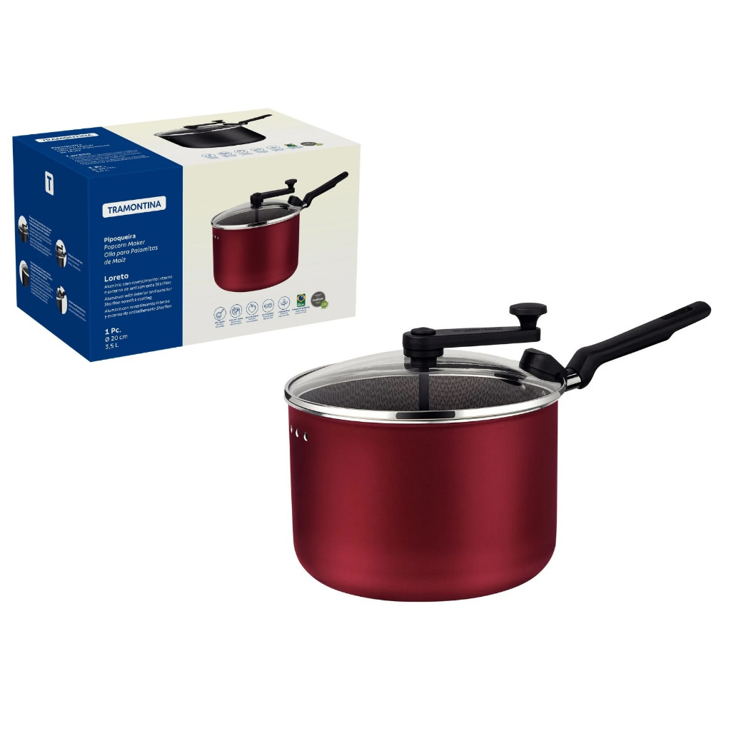 Panela Pipoqueira Tramontina Vermelha Loreto 20cm 3,5L