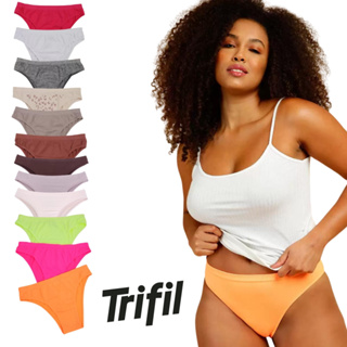 Kit 12 Calcinhas Basica Feminina Modelo Biquini Sem Costura Trifil Cor Sortida