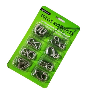 kit 8 Quebra Cabeça Metal 3d Enigma Desafio Steel Puzzle Anti Stress