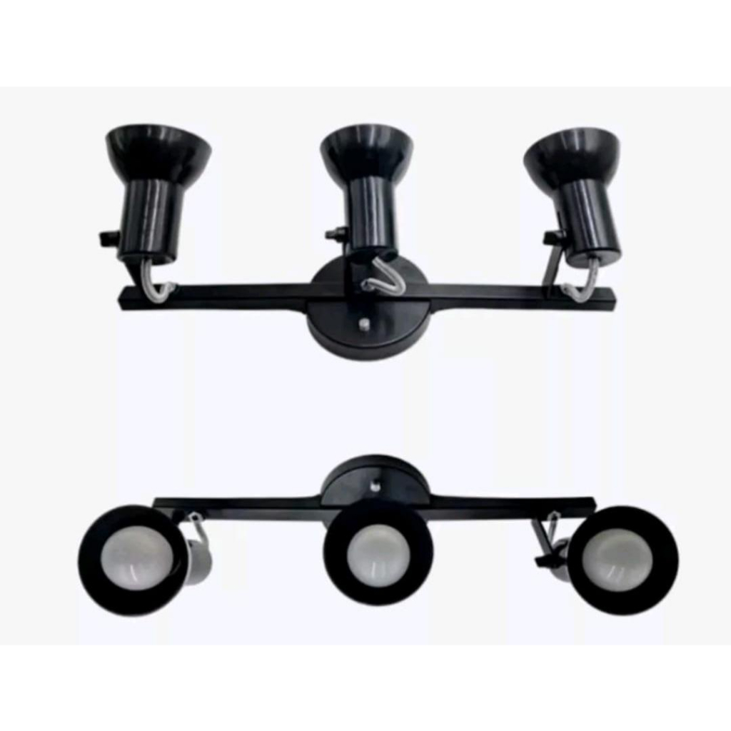 Luminária Spot Trilho Triplo 3 Sobrepor Direcionável E-27   3 Spots Lâmpadas Led Bulbo Plástico | Shopee Brasil