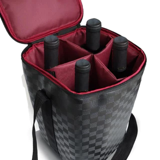 Bolsa Térmica Wine Bag Suporta 8kg Porta Vinho 4 Garrafas Divisoria Transporte Bebidas Alça de Ombro