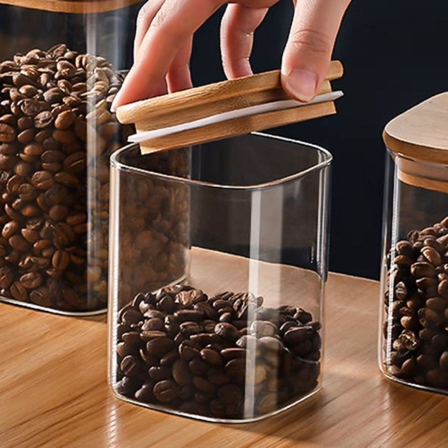 SALDO Pote Acrílico Com Tampa Quadrado Plástico Super Vedação Transparente Multiuso Universal 1000ml , 850ml E 500ml