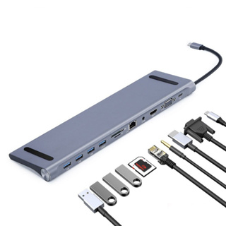 HUB TIPO C 11 EM 1 adaptador extensor para macbook/ultrabook HDMI/RJ45/PD/LAN/SD/VGA EXBOM