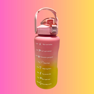 Garrafa Squeeze De Água 2 litros Fitness Motivacional TIE DYE Cores com Canudo e adesivos para personalizar Prova de Vazamento, Livre de BPA e Reutilizável para Esportes