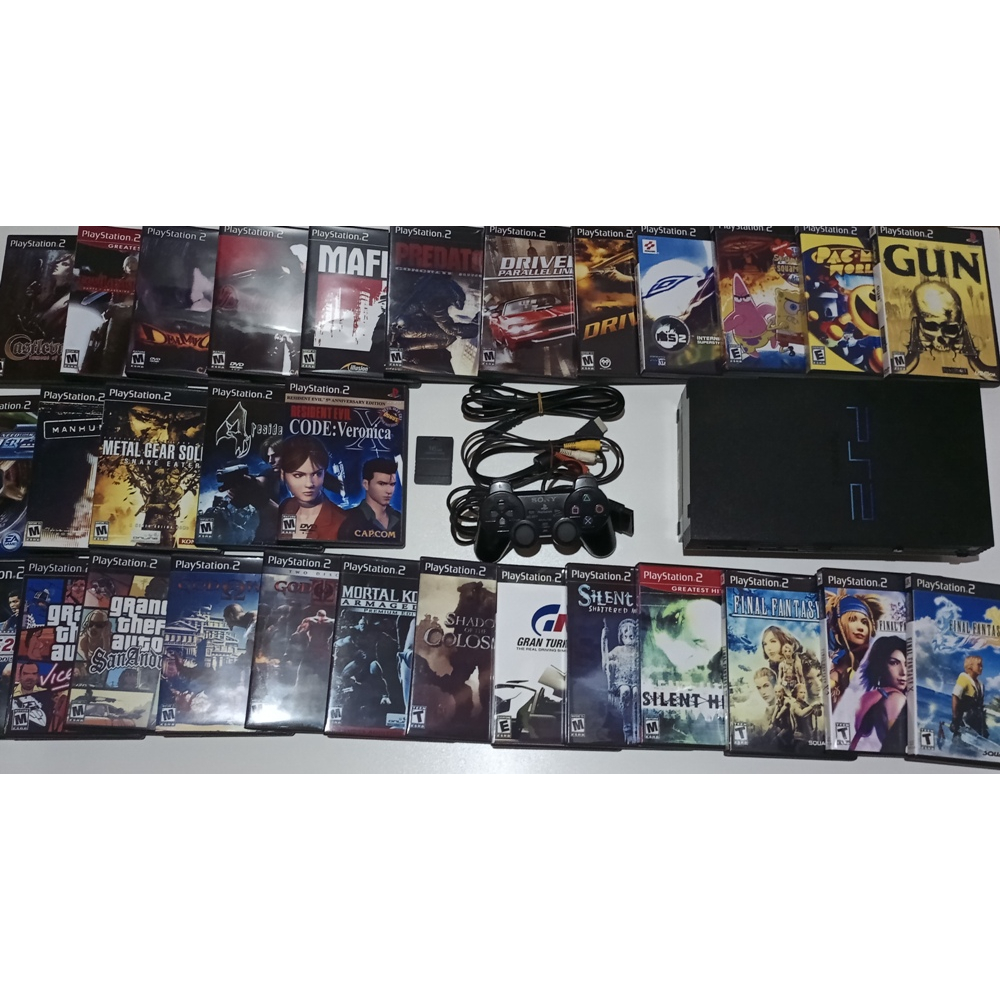 PS2 FAT Com 30 Jogos Novos+Controle Original+Memory Card Leia a ...