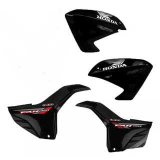 aba tanque + par tampa lateral fan 150 2014 2015 preto adesivado