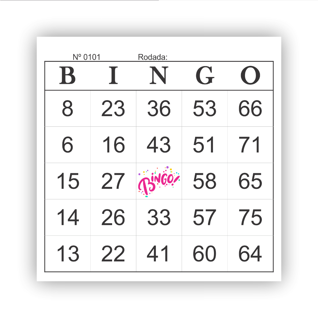 Cartela de Bingo Personalizada (Kit com 30 Blocos - 3000 cartelas)