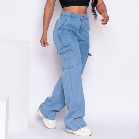 Calça Cargo Jeans Feminina: Estilo, Conforto e Versatilidade em um Único Produto - COD: 161