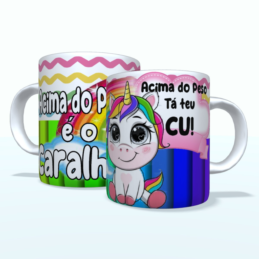 Caneca Personalizada Unicórnio malcriado - Caneca Porcelana Personalizada Exclusiva