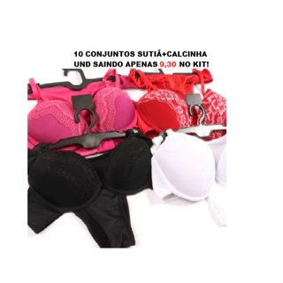 10 Conjuntos Lingerie Calcinha Com Renda Bojo P M G GG