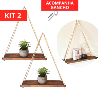 Kit 2 Prateleiras de Madeira Dexoração Casa Nicho Suporte Plantas Rustico Decoração