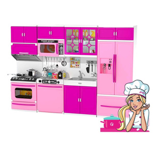 Kit Mesa cozinha boneca Barbie jogo de mesa com acessórios