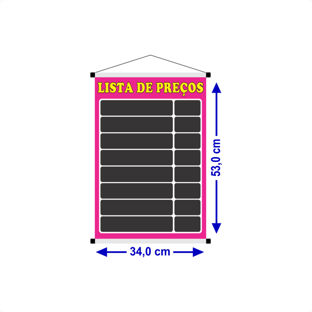 Banner Lista de Preços Lousa, Reutilizável, 34,0 x 53,0 cm d