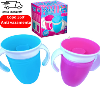 Copo Infantil Transição Para Bebês 12 Meses 360 Antivazamento Grande 235 mL  Clingo - Dino