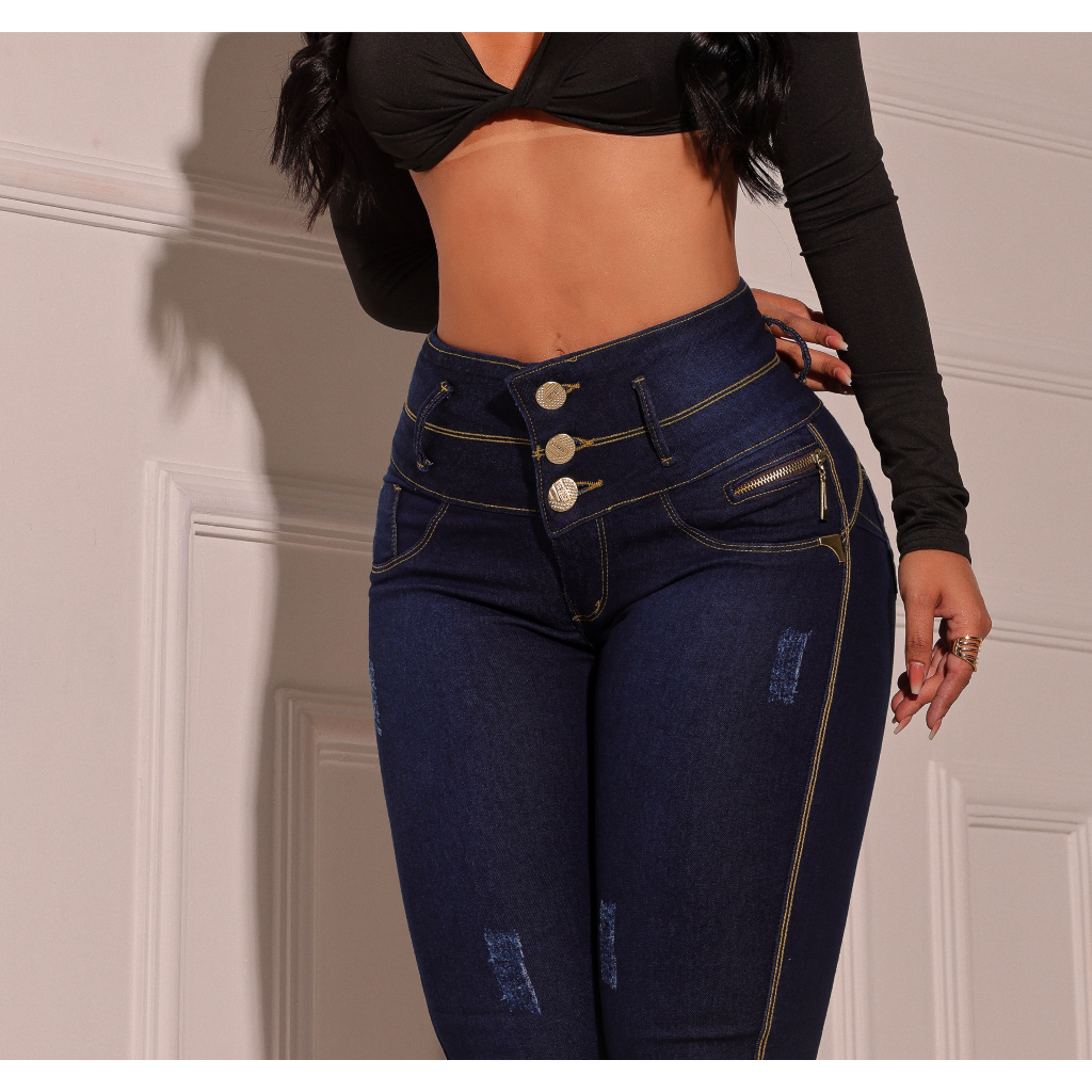 Lavagem Streetwear jeans Mulheres Rasgado Novo Tubo De Cintura