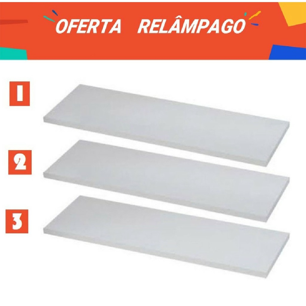 kit 3 Prateleira 100% MDF mais suporte invisível para decorar Cozinha Quarto Sala com acabamento impecável