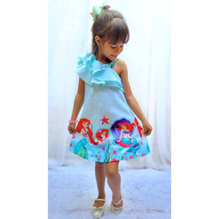 LMAA Vestido De Verão Pequena Sereia Menina Ariel Princesa Festa De  Aniversário Infantil De Carnaval Roupas GZDM