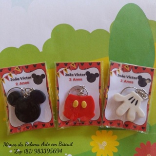 kit 15, 20, 30, 40 Chaveiros Mickey para lembrancinhas com embalagem Personalizada