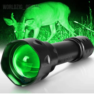 Lanterna Tática Green Luz Verde para Caça Noturna e Pesca Recarregável 2 Níveis