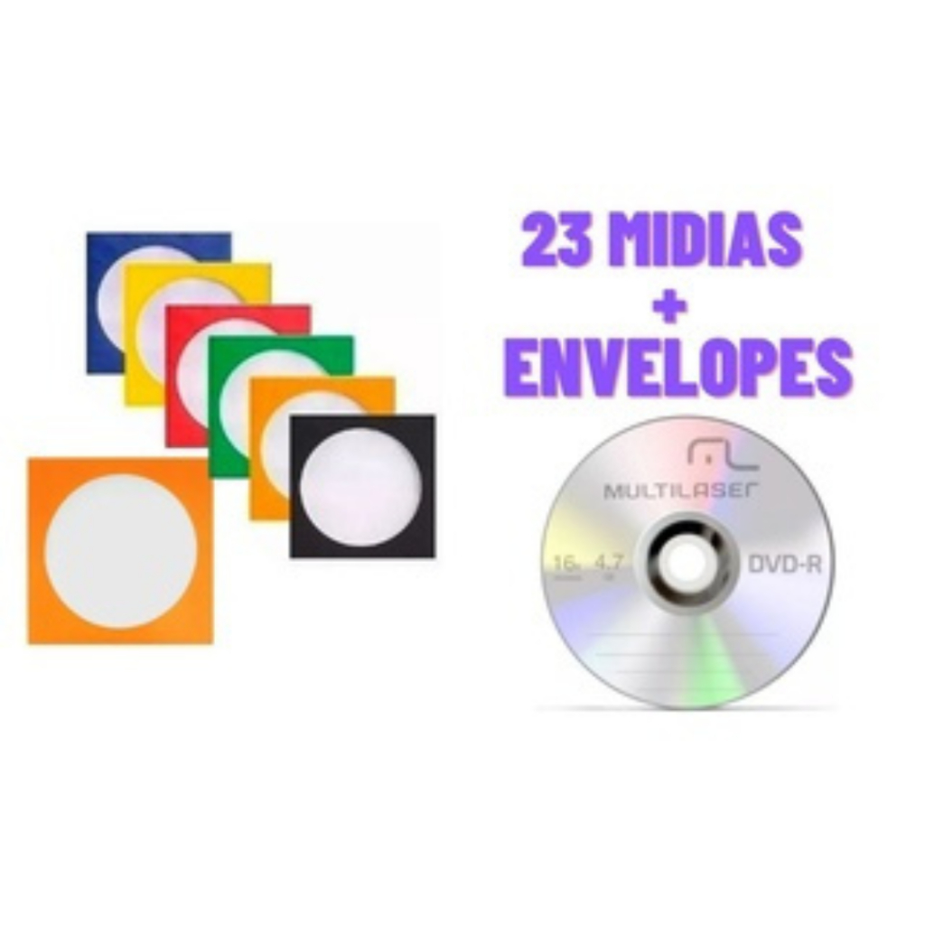 23 unidades de Mídia Virgem DVD-R 4.7gb 120min 16x - Multilaser Grava Jogo