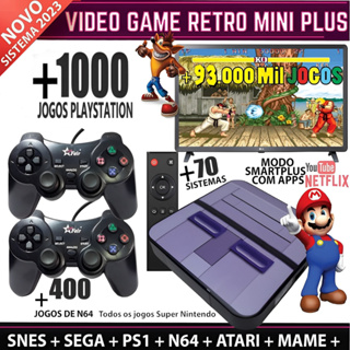 Video Game Retro Box 93000 Jogos Classicos Retro + 2 Controle Com Fio Usb Premiun