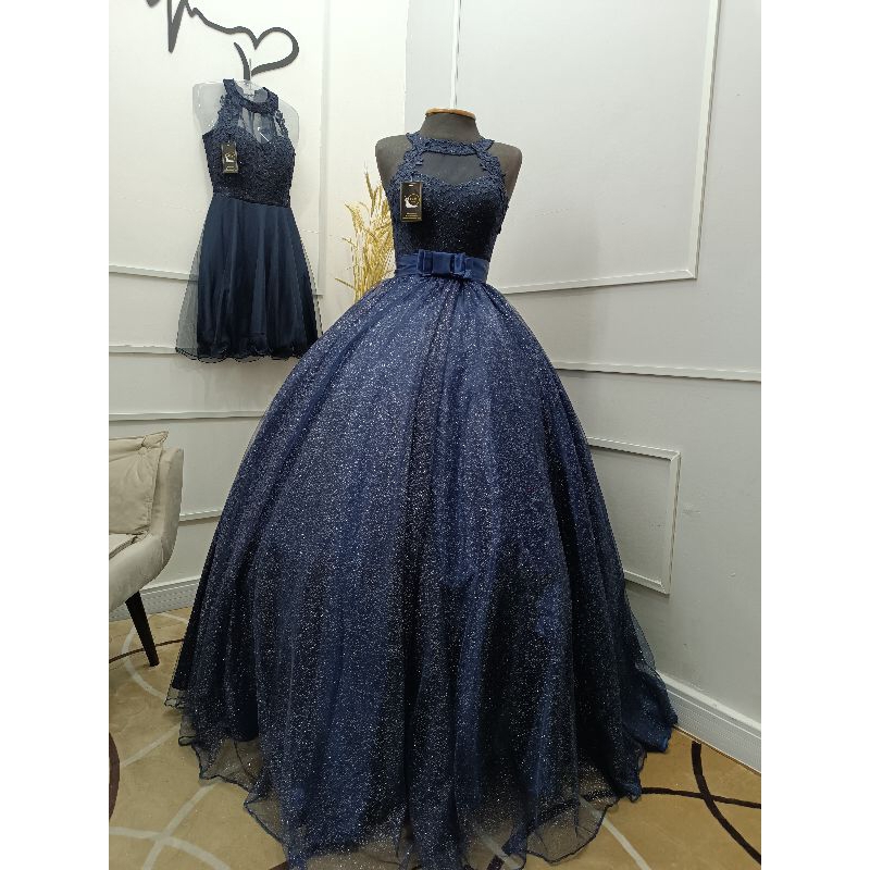 Vestido debutante azul store marinho