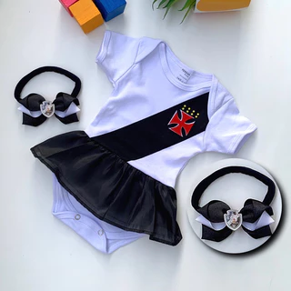 Kit 2 Peças Body do Vasco + Faixinha de Seda / Prendedor de Chupeta