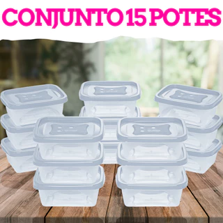 Kit Conjunto 15 Potes Plasticos BPA FREE Marmita Freezer Cozinha Organização De Casa Geladeira Alimentos No Geral Envio Imediato