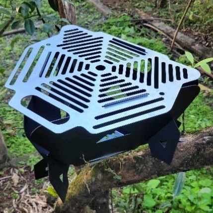 Churrasqueira para camping portátil desmontável prática acampamento pescaria moto trilha