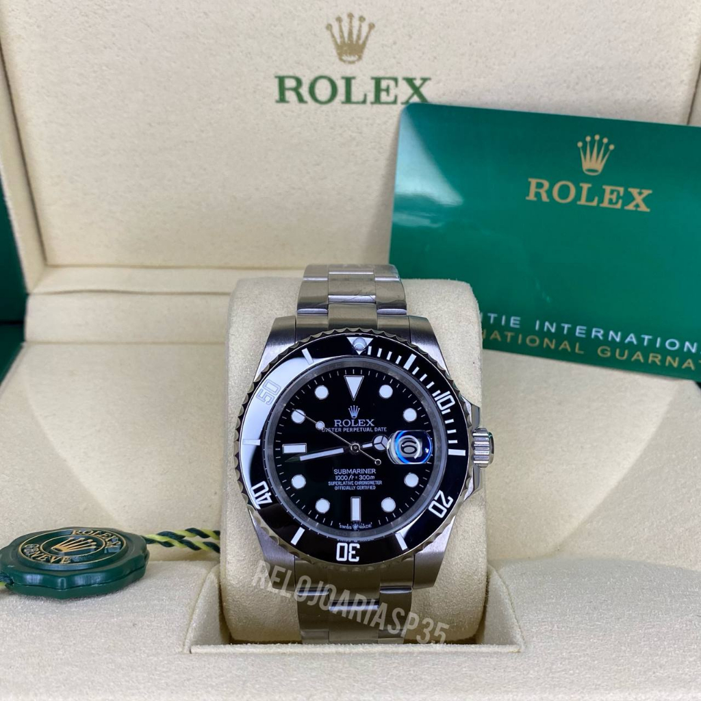 Relógio Rolex Submariner Preto Automático + Caixa Completa