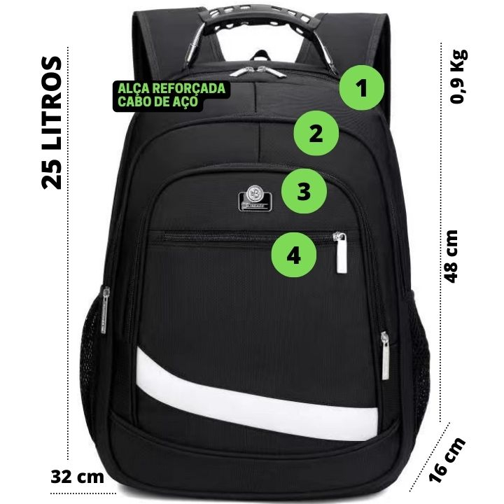 Mochila Escolar Masculina Notebook Grande Reforçada