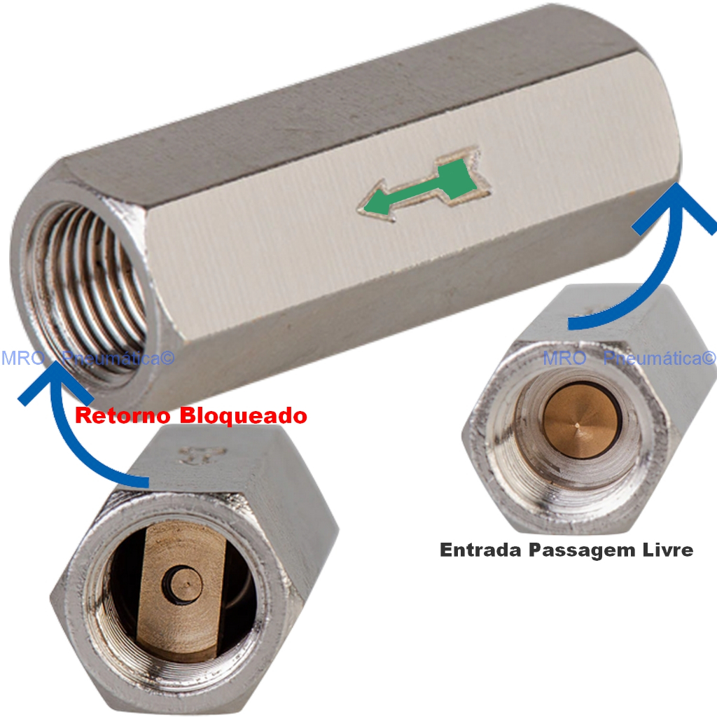 Válvula De Retenção Pneumática M/f 1/4 BSP Para Ar Comprimido / Suspensão a Ar