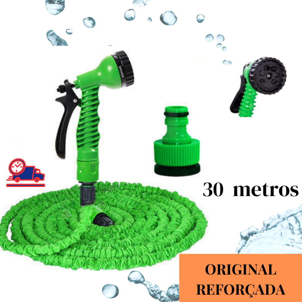 Mangueira de Jardim Mágica Retrátil Reforçada até 30 metros Verde 7 ...