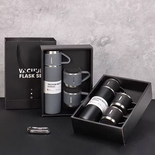 Kit Garrafa Térmica Vacuum Flask Set 500ml Xícaras/Garrafa Térmica de Aço INOX 500ML com Tampa / para Café e Chá