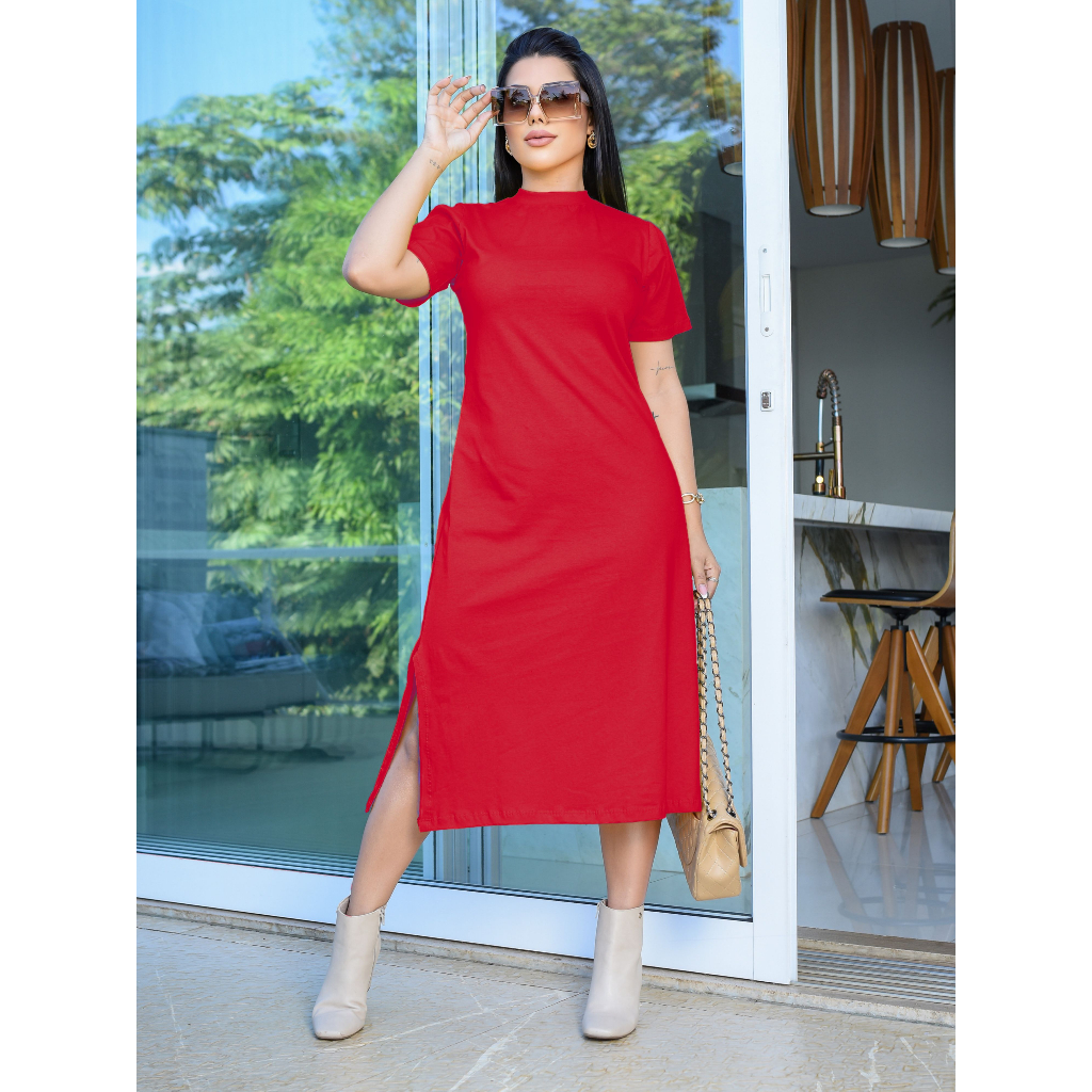 Vestido best sale casual vermelho