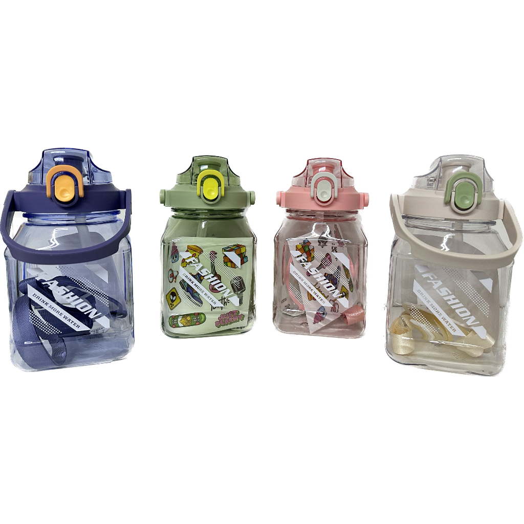 Garrafa De Água 1300ml Com Canudo ，alca e adesivo Squeeze Academia-CT040