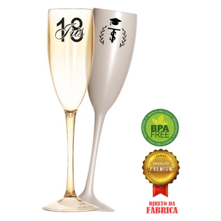Kit 50 Taças Espumante 190ml Acrílica Personalizadas - Aloha