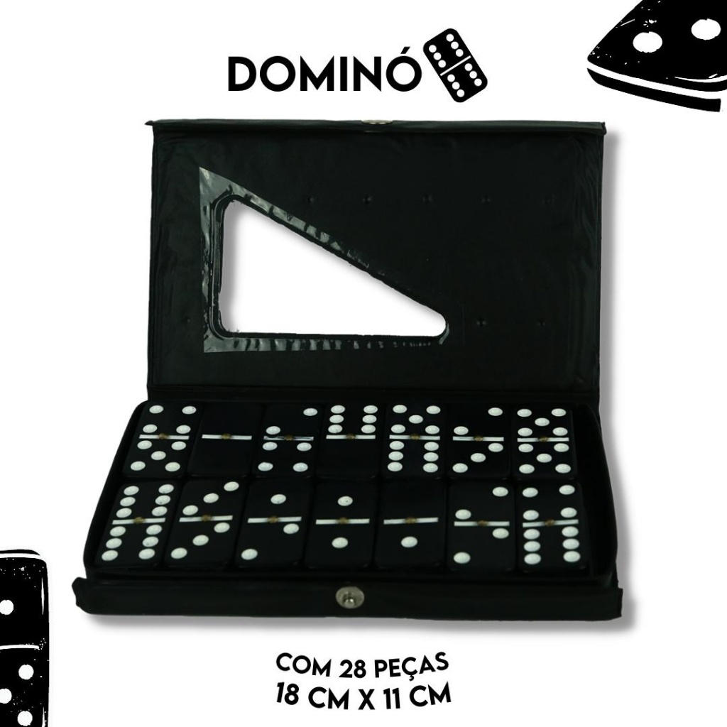 Jogo De Domino Double Six Osso Estojo C/28 Peças TOP Jogador Jogar