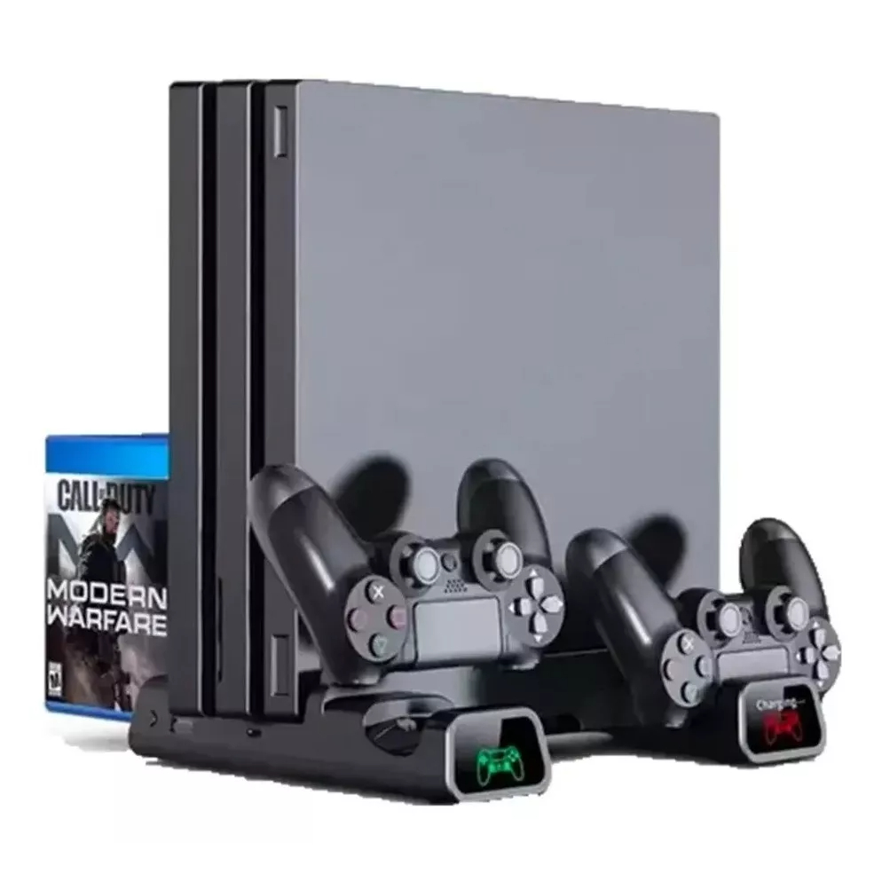 Base Vertical resfriamento cooler 3 em 1 Ps4 Slim, Fat ou Pro - Com carregador de controle e Suporte para Jogos