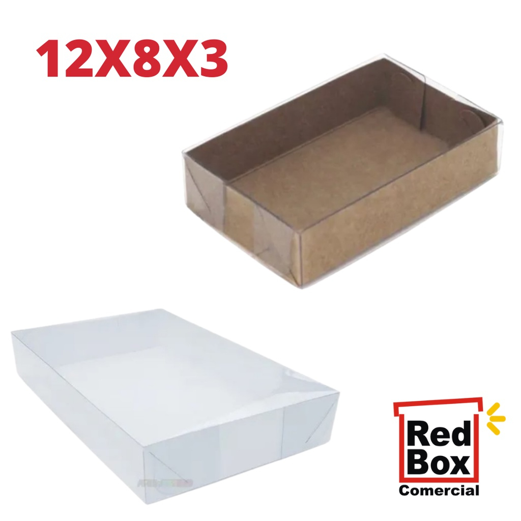 40 Caixas Acetato com fundo branco ou kraft 12x8x3 Cm Embalagem Para Doces