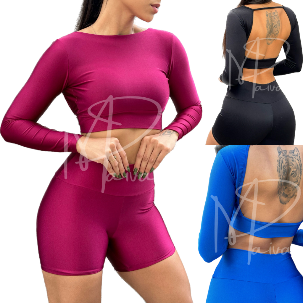 Conjunto Canelado Gloss Feminino Fitness Academia - FORÇA DO SOL