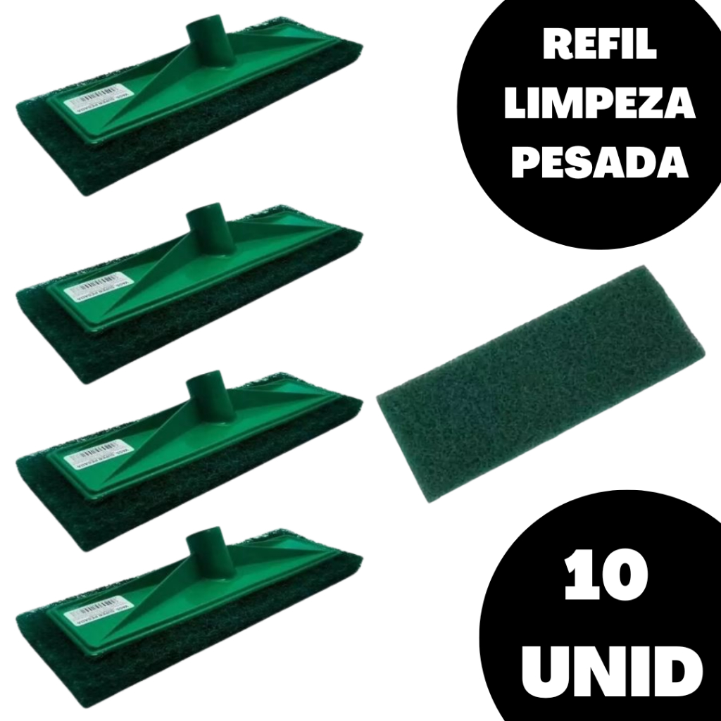 Kit 10 Rodo Esfregão Esponja Abrasiva Refil Limpeza Pesada