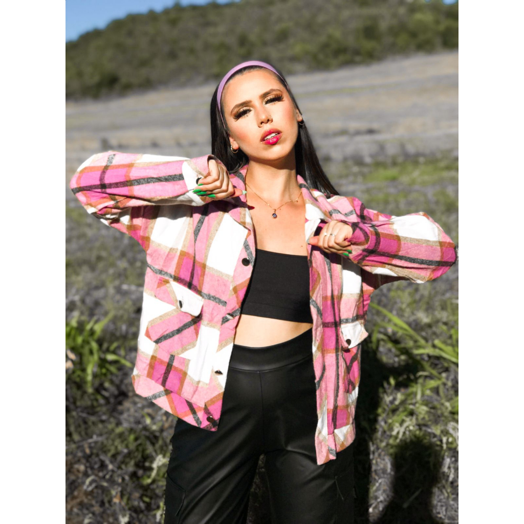 Camisa Femenina De Flanela Xadrez Com Capuz Plus Size Manga | Meses Sin Interés