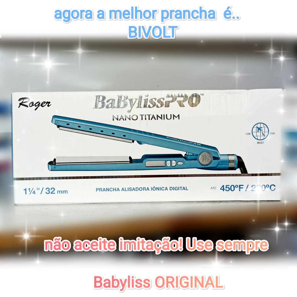 Prancha ou Chapinha Babyliss Nano PRO Titanium Azul ORIGINAL by Roger ...